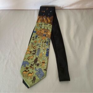 Noah’s Ark Steven Harris Handmade Polyester Men’s Black Tie Animal Religious
